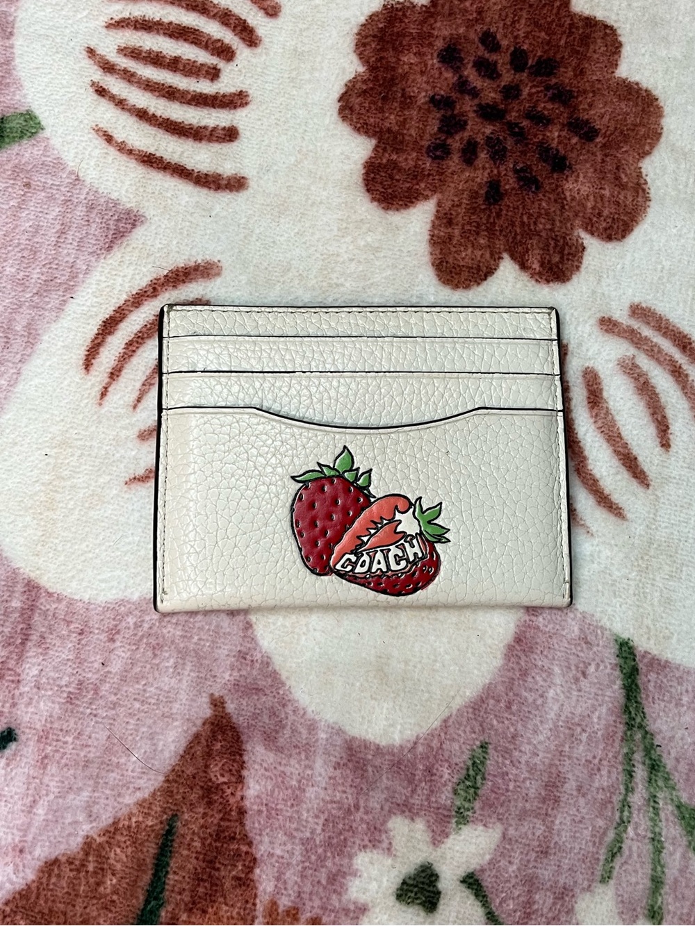 Coach Slim ID Card Case with Strawberry Graphic